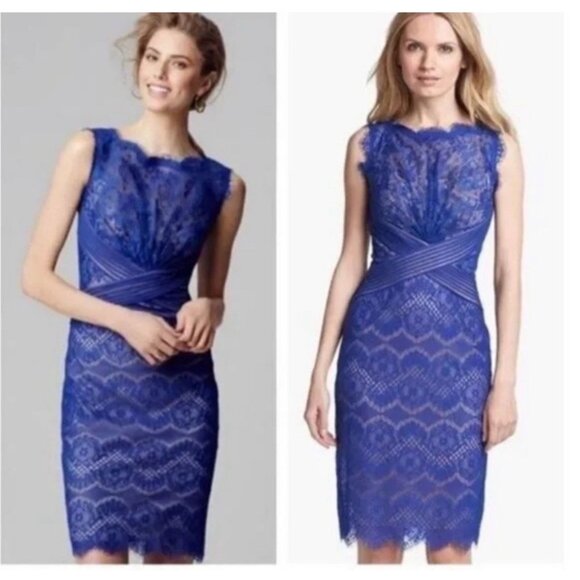 Anthropologie Tadashi Shoji Dress 6 Small Blue Sleeveless Wedding Party Cruise - Picture 8 of 9